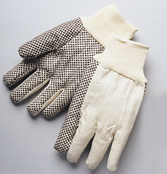 GLOVE COTTON 8 OZ MENS;KNIT WRIST W PVC DOTS - Latex, Supported